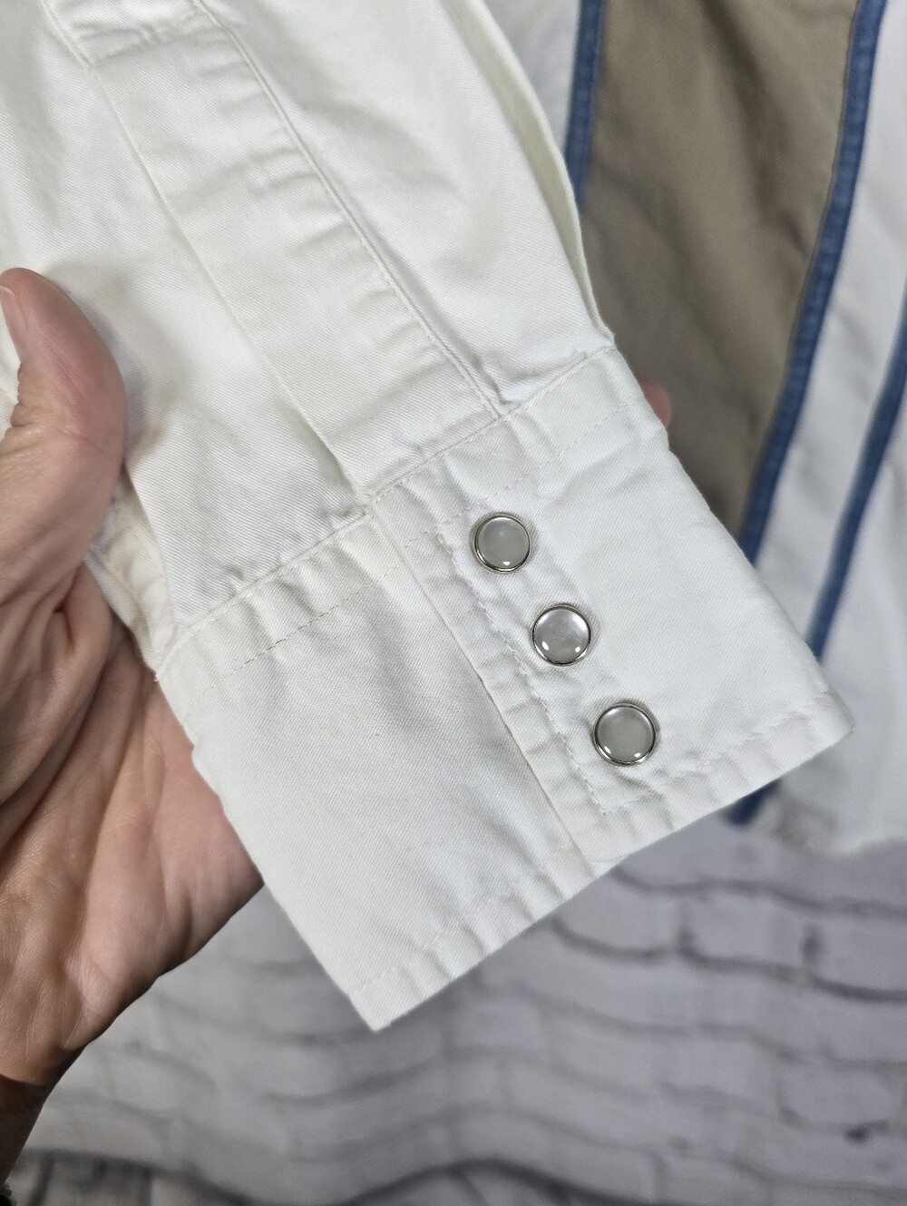 Vintage Plains Western Wear Pearl Snap Button Down Long Sleeve Shirt Size Medium - Picture 5 of 8